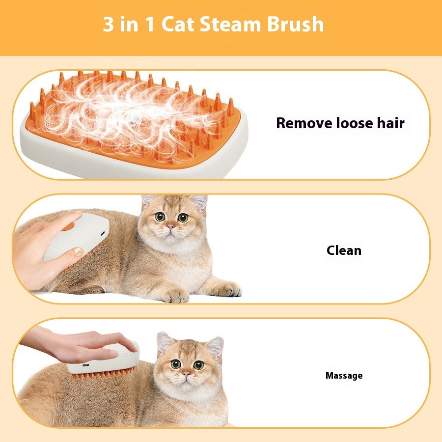 2-in-1 Pet Steam Grooming Brush – Self-Cleaning Deshedding Tool with Mist Spray for Dogs & Cats