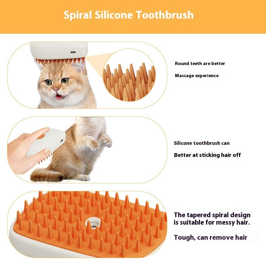 2-in-1 Pet Steam Grooming Brush – Self-Cleaning Deshedding Tool with Mist Spray for Dogs & Cats