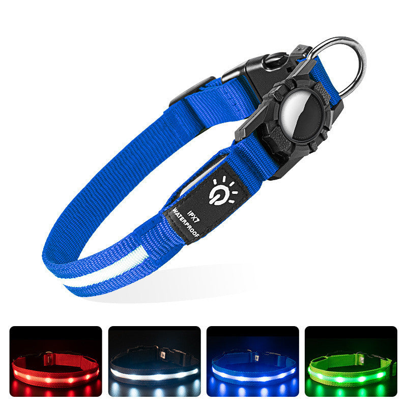Waterproof Airtag Pet Collar – GPS Tracker Holder with LED Safety Light