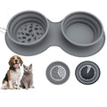 2-in-1 Foldable Slow Feeder Pet Bowl – Anti-Choking Silicone Travel Dog & Cat Bowl