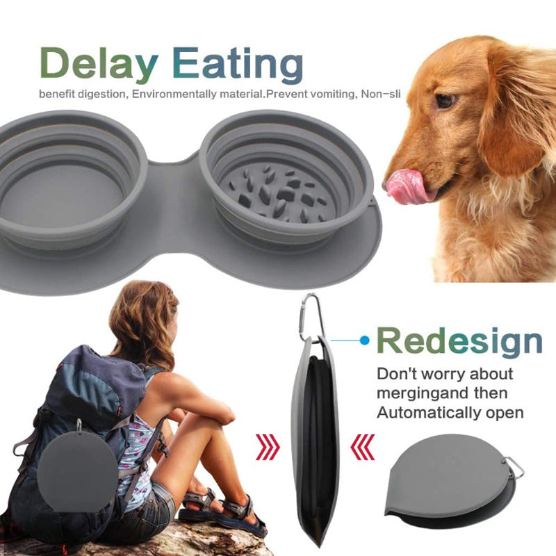 2-in-1 Foldable Slow Feeder Pet Bowl – Anti-Choking Silicone Travel Dog & Cat Bowl