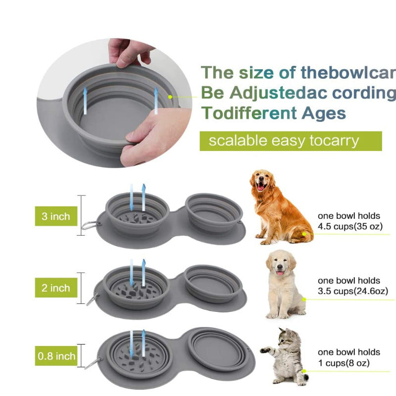 2-in-1 Foldable Slow Feeder Pet Bowl – Anti-Choking Silicone Travel Dog & Cat Bowl