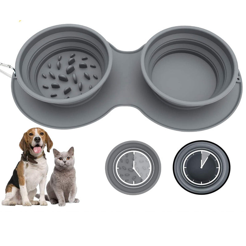 2-in-1 Foldable Slow Feeder Pet Bowl – Anti-Choking Silicone Travel Dog & Cat Bowl