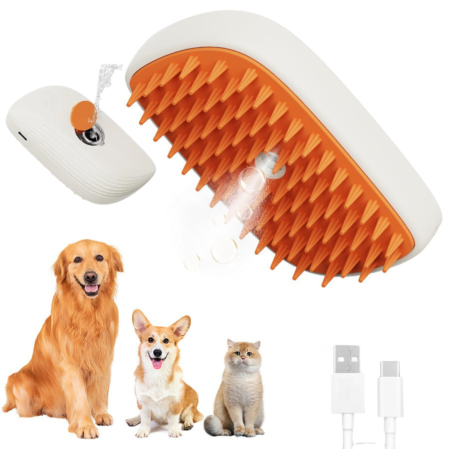 2-in-1 Pet Steam Grooming Brush – Self-Cleaning Deshedding Tool with Mist Spray for Dogs & Cats