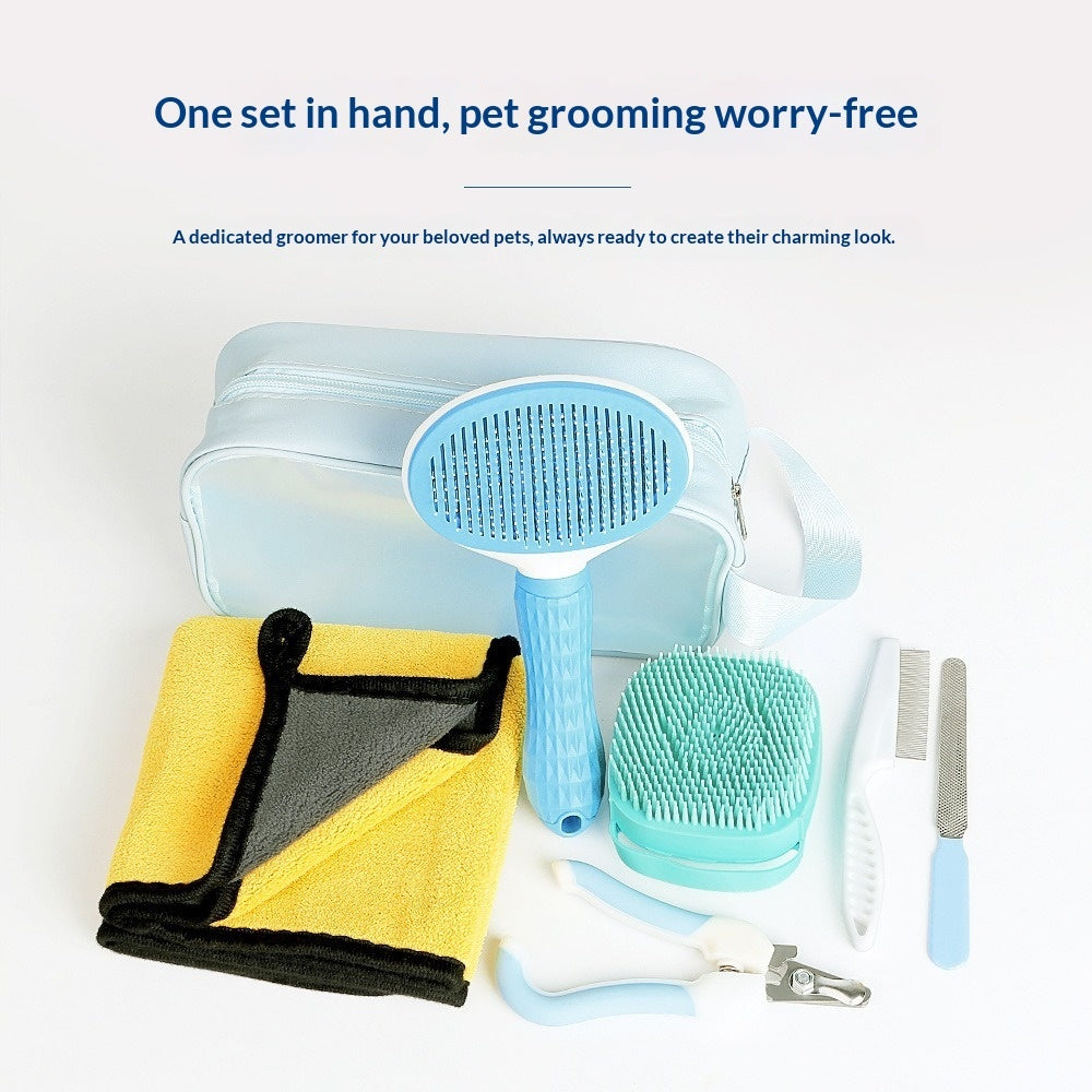 7-in-1 Pet Grooming Kit – Super Absorbent Towel, Brush, Bath Scrubber & Nail Care Set for Dogs & Cats