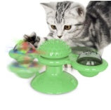 Interactive Cat Windmill Toy – Rotating Treat Dispenser & Self-Grooming Scratcher