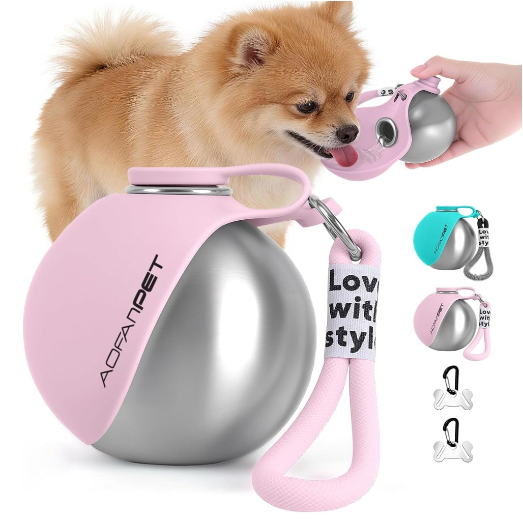 2026 New 2-in-1 Portable Dog Water Bottle – Leak-Proof Stainless Steel Pet Travel Water Cup