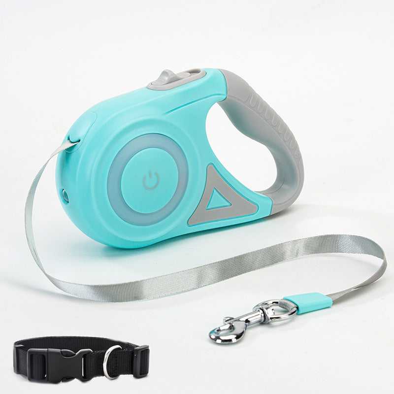 Retractable Dog Leash with LED Light – Safe Night Walking Leash for Small & Medium Dogs