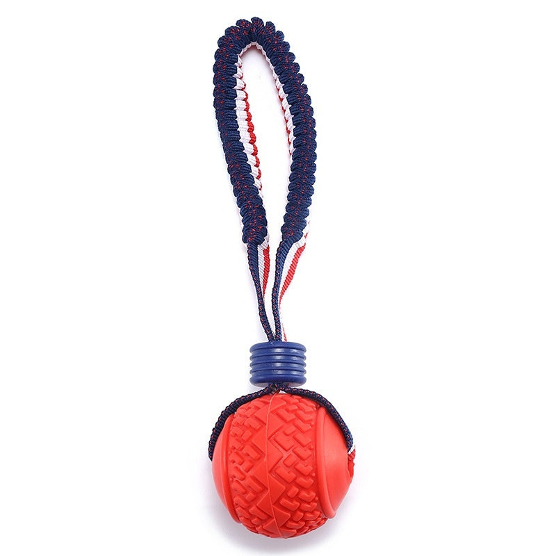 Durable Interactive Dog Chew Ball with Rope – Tough Teething Toy for Aggressive Chewers & Training Play