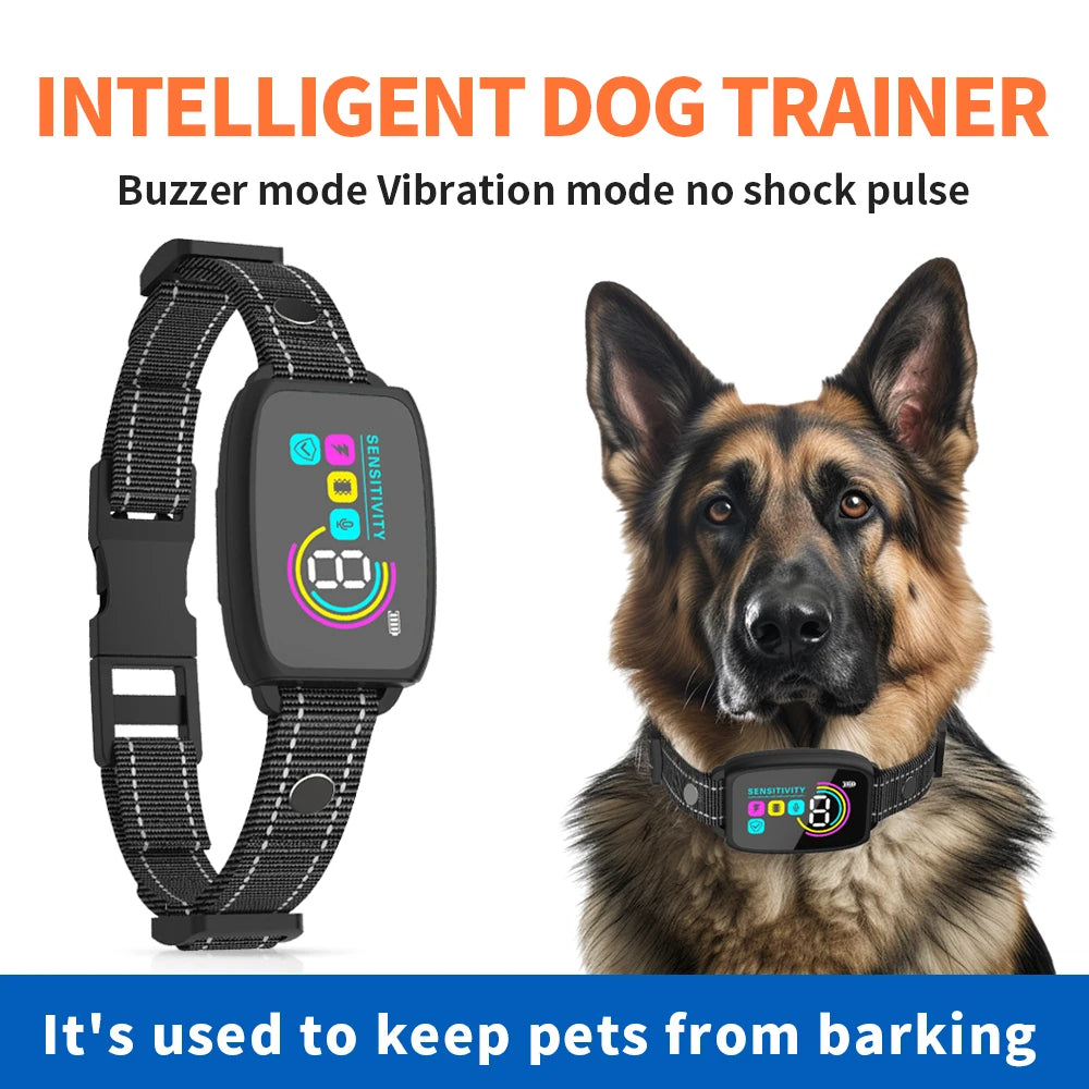 Smart Anti-Barking Dog Collar – Rechargeable, Waterproof Bark Control with Digital Display