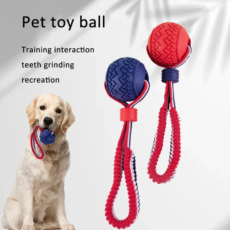 Durable Interactive Dog Chew Ball with Rope – Tough Teething Toy for Aggressive Chewers & Training Play