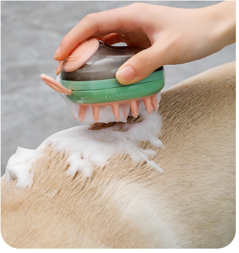 2-in-1 Pet Bath Brush with Soap Dispenser – Deep Clean & Gentle Massage Tool