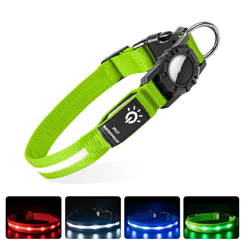Waterproof Airtag Pet Collar – GPS Tracker Holder with LED Safety Light