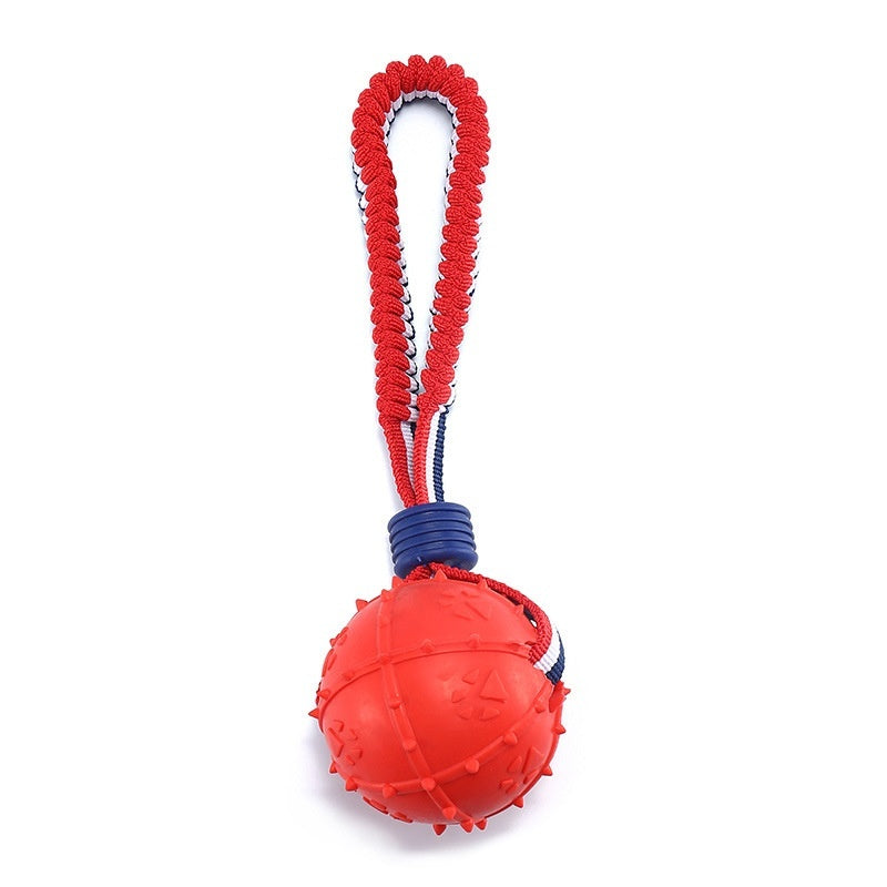 Durable Interactive Dog Chew Ball with Rope – Tough Teething Toy for Aggressive Chewers & Training Play