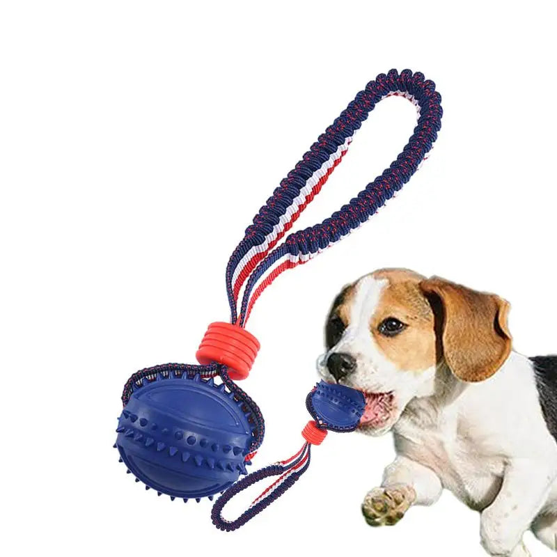 Durable Interactive Dog Chew Ball with Rope – Tough Teething Toy for Aggressive Chewers & Training Play