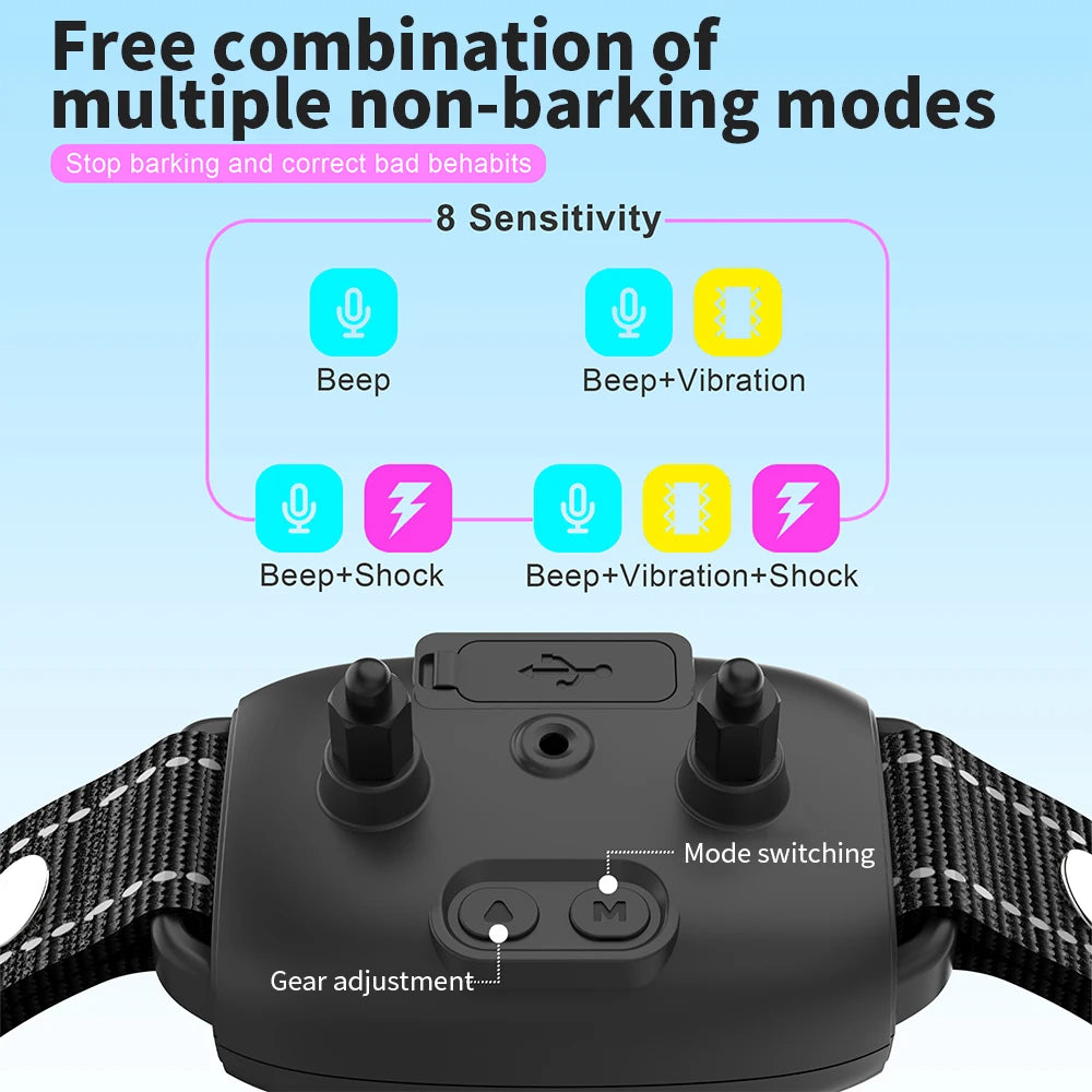 Smart Anti-Barking Dog Collar – Rechargeable, Waterproof Bark Control with Digital Display