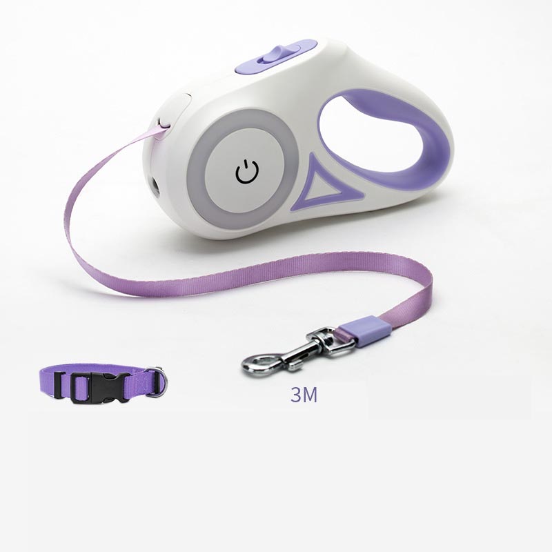 Retractable Dog Leash with LED Light – Safe Night Walking Leash for Small & Medium Dogs