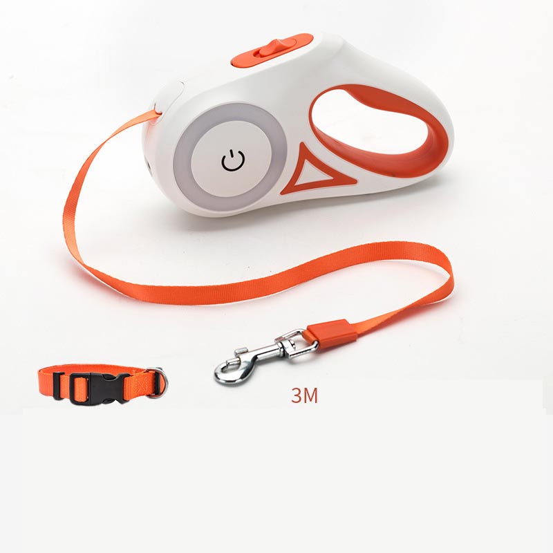 Retractable Dog Leash with LED Light – Safe Night Walking Leash for Small & Medium Dogs