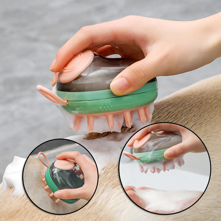 2-in-1 Pet Bath Brush with Soap Dispenser – Deep Clean & Gentle Massage Tool