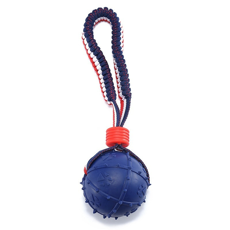 Durable Interactive Dog Chew Ball with Rope – Tough Teething Toy for Aggressive Chewers & Training Play