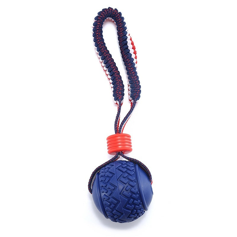 Durable Interactive Dog Chew Ball with Rope – Tough Teething Toy for Aggressive Chewers & Training Play