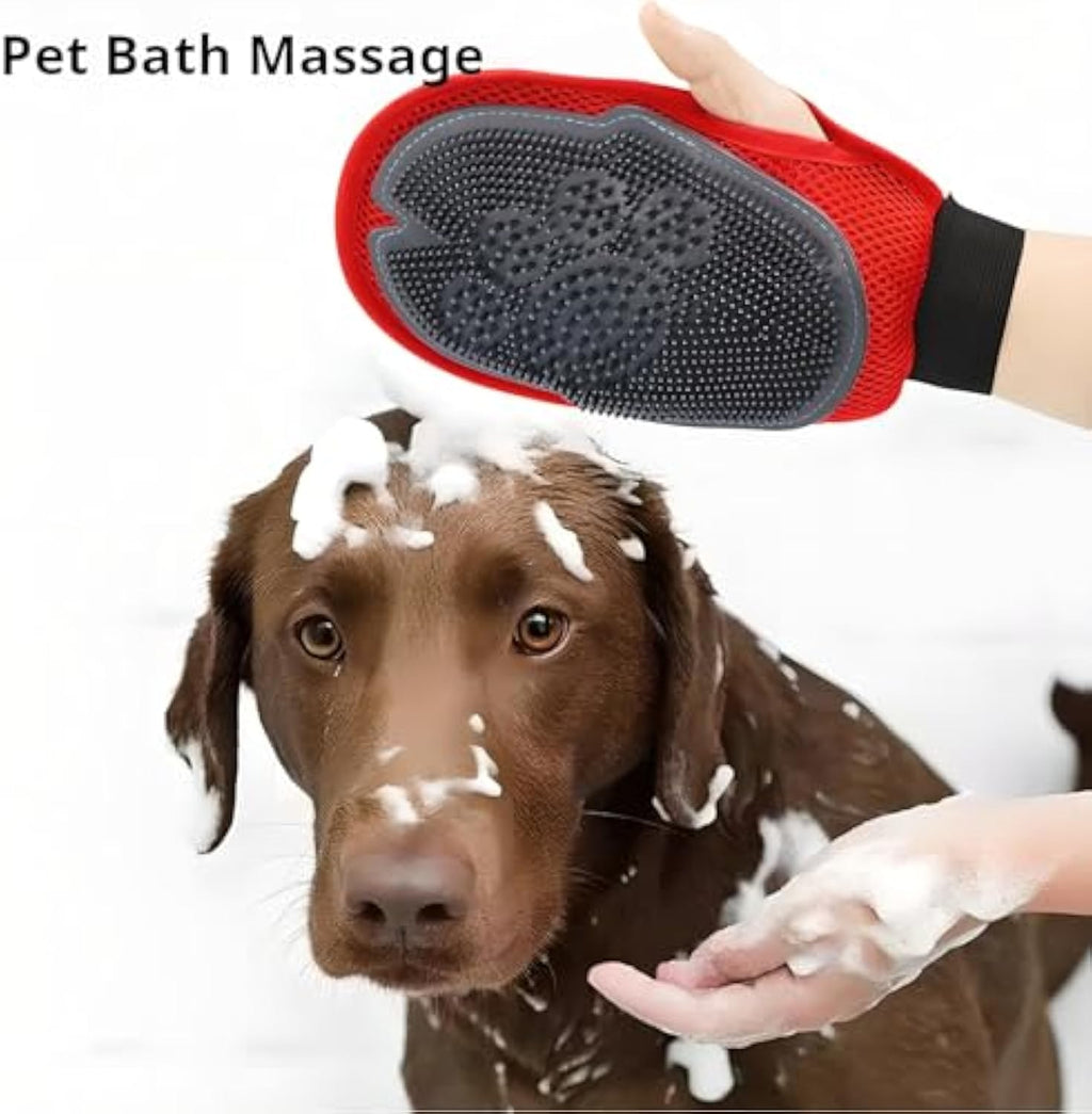 Pet Grooming Bath Glove – Hair Removal & Gentle Cleaning Brush Mitt