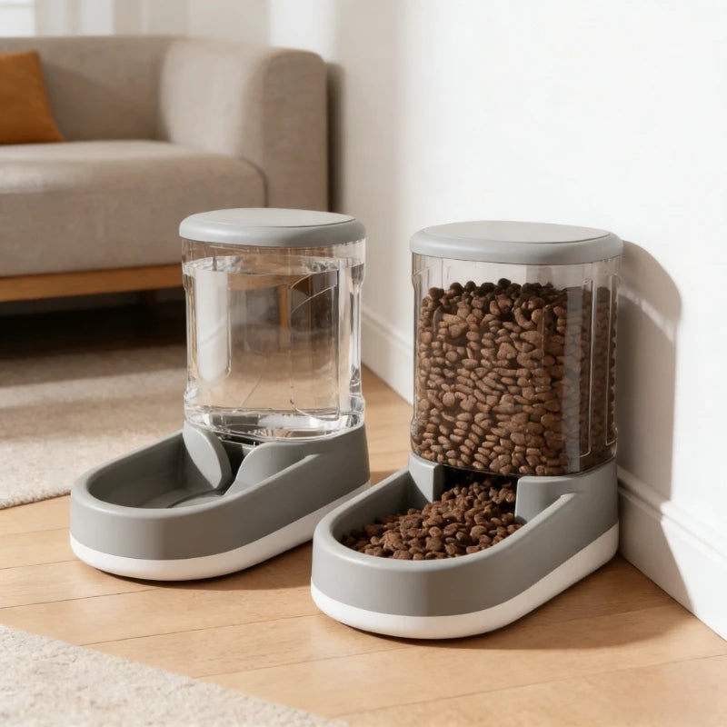 2-in-1 Automatic Pet Feeder & Water Dispenser – Large Capacity Gravity Food & Water Station for Cats & Dogs
