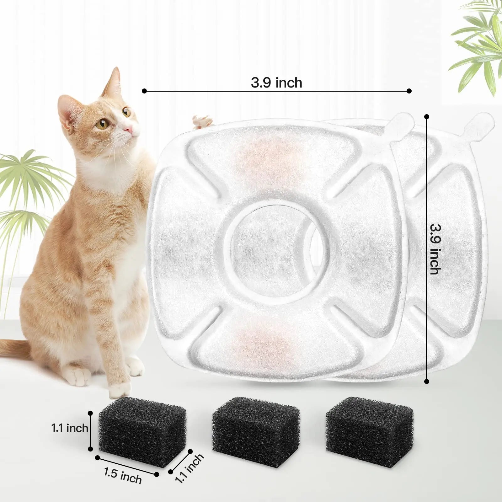 24 Pcs Cat Water Fountain Filter,12 Pack Filters & 12 Pack Pre-Filter Sponges, Compatible with 95oz/2.8L Pet Fountain