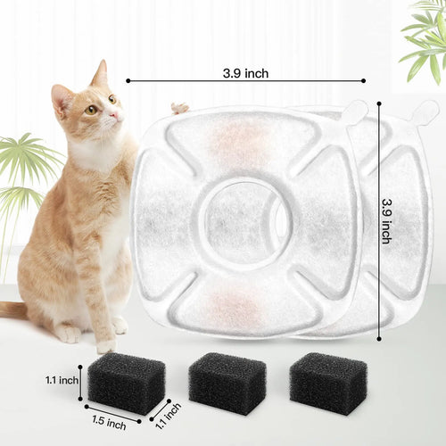 24 Pcs Cat Water Fountain Filter,12 Pack Filters & 12 Pack Pre-Filter Sponges, Compatible with 95oz/2.8L Pet Fountain