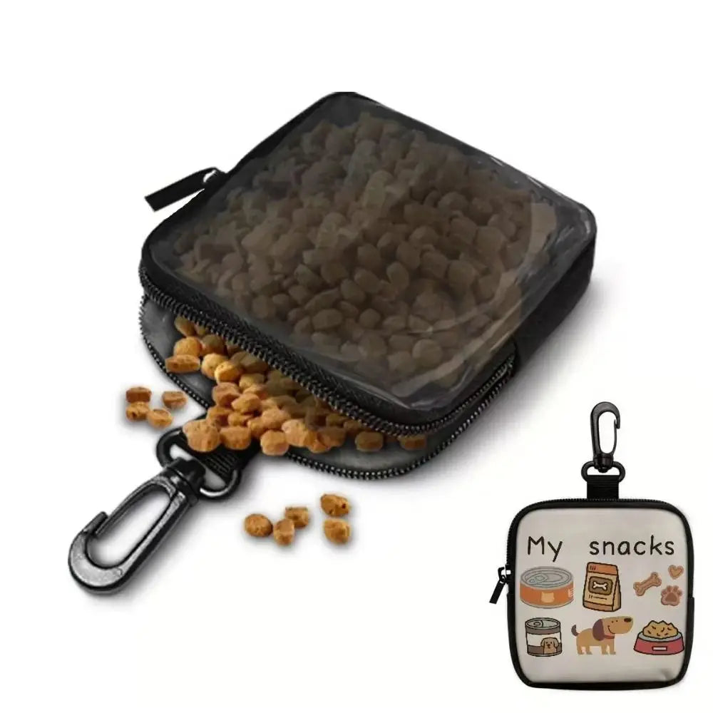 Portable Dog Treat Pouch with Clip – Transparent Window Snack Bag for Training & Walks