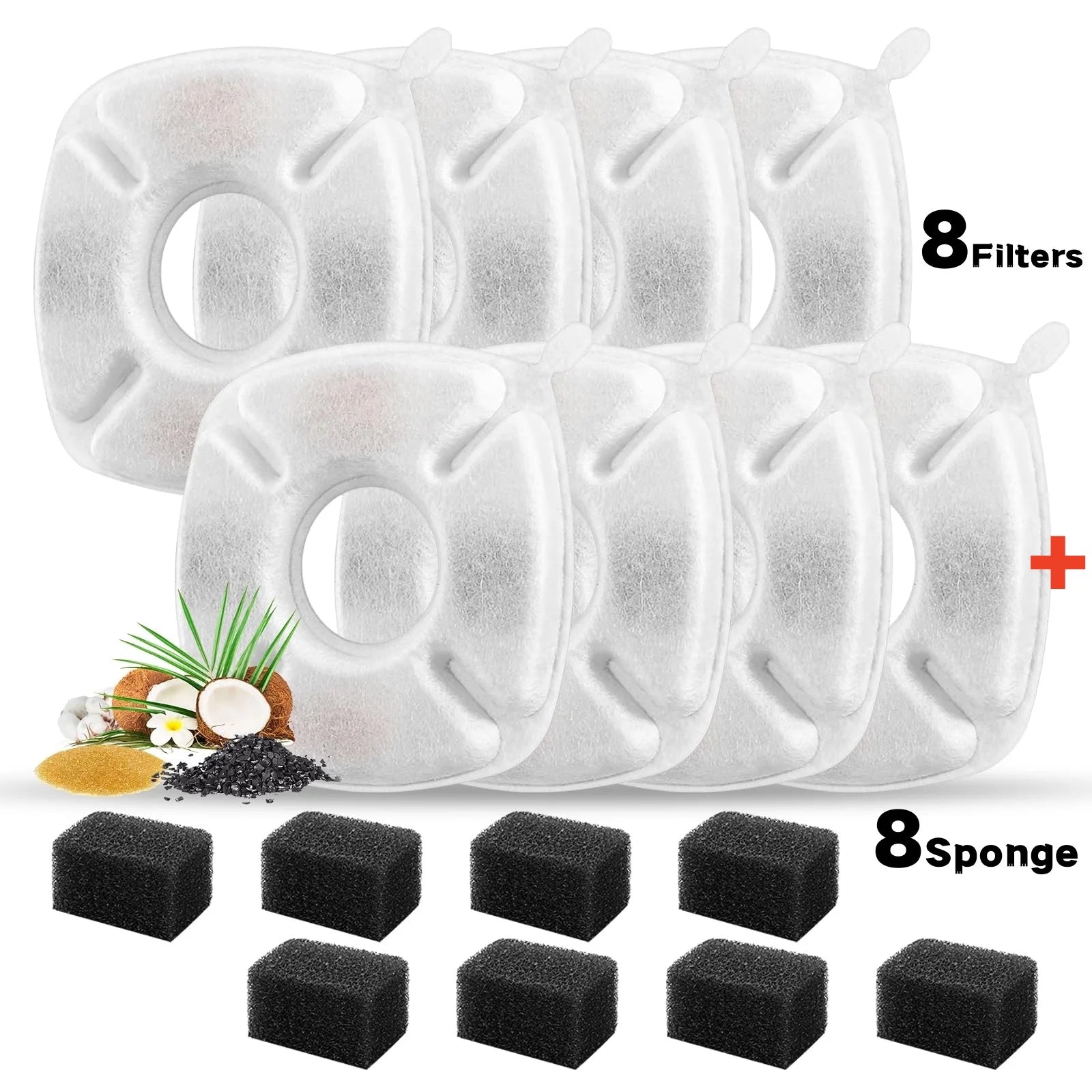 24 Pcs Cat Water Fountain Filter,12 Pack Filters & 12 Pack Pre-Filter Sponges, Compatible with 95oz/2.8L Pet Fountain