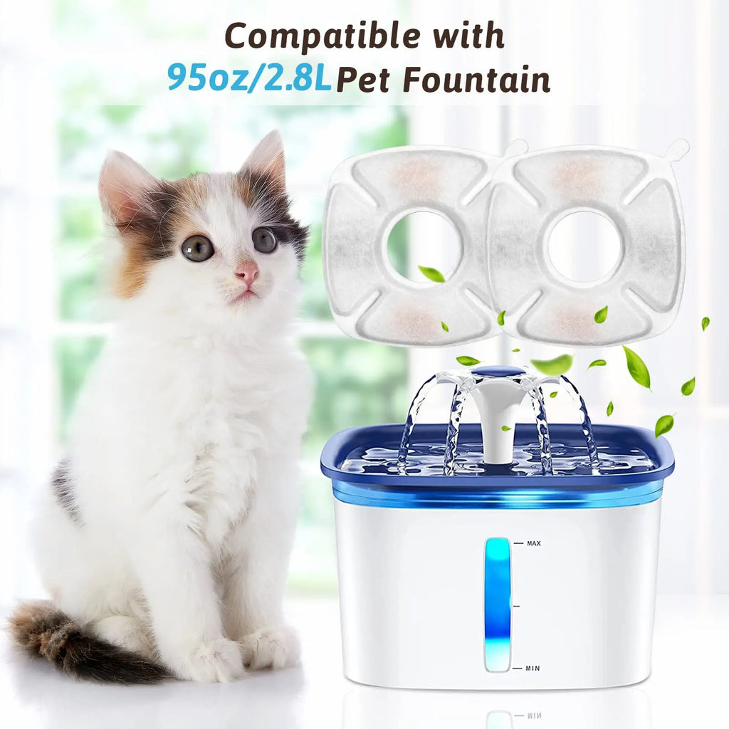 24 Pcs Cat Water Fountain Filter,12 Pack Filters & 12 Pack Pre-Filter Sponges, Compatible with 95oz/2.8L Pet Fountain