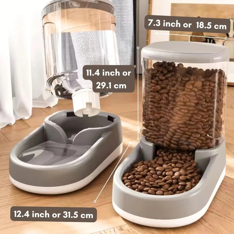 2-in-1 Automatic Pet Feeder & Water Dispenser – Large Capacity Gravity Food & Water Station for Cats & Dogs