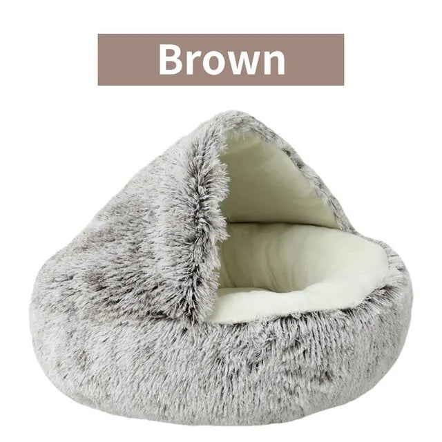 Cozy Cave Plush Pet Bed – Ultra-Soft Calming Nest for Cats & Small Dogs