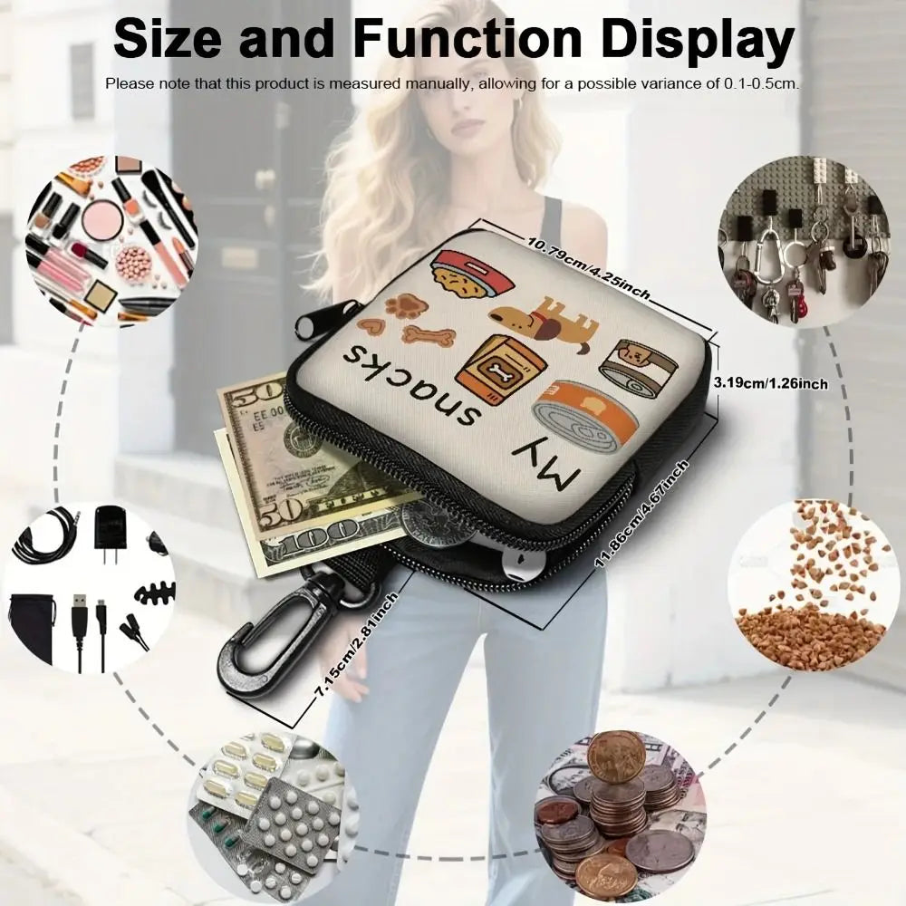 Portable Dog Treat Pouch with Clip – Transparent Window Snack Bag for Training & Walks