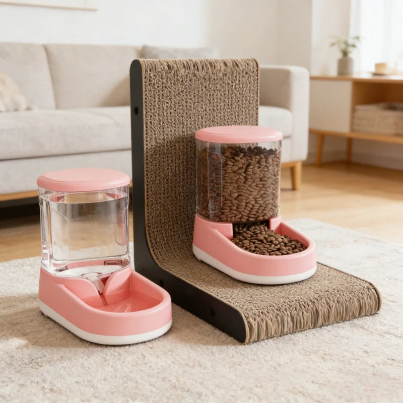2-in-1 Automatic Pet Feeder & Water Dispenser – Large Capacity Gravity Food & Water Station for Cats & Dogs