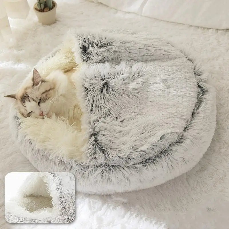 Cozy Cave Plush Pet Bed – Ultra-Soft Calming Nest for Cats & Small Dogs