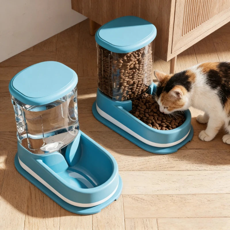 2-in-1 Automatic Pet Feeder & Water Dispenser – Large Capacity Gravity Food & Water Station for Cats & Dogs