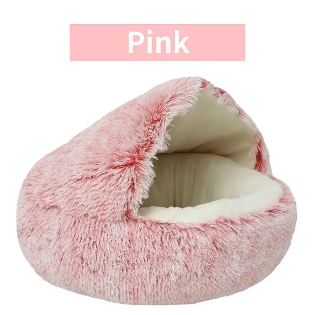 Cozy Cave Plush Pet Bed – Ultra-Soft Calming Nest for Cats & Small Dogs