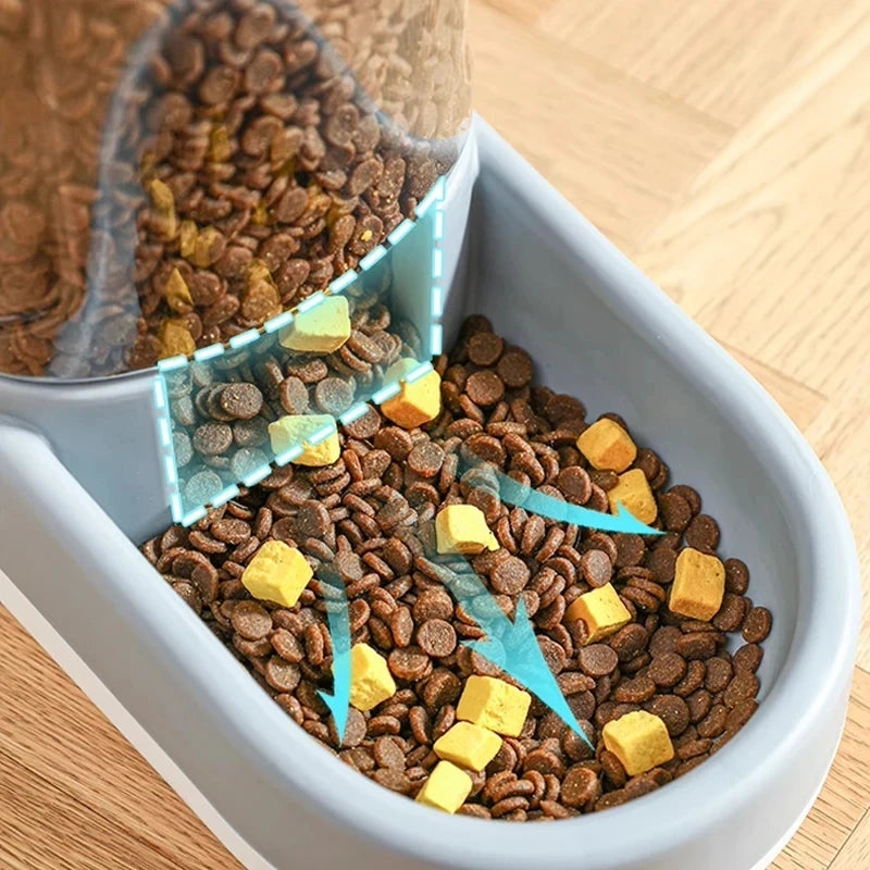 2-in-1 Automatic Pet Feeder & Water Dispenser – Large Capacity Gravity Food & Water Station for Cats & Dogs