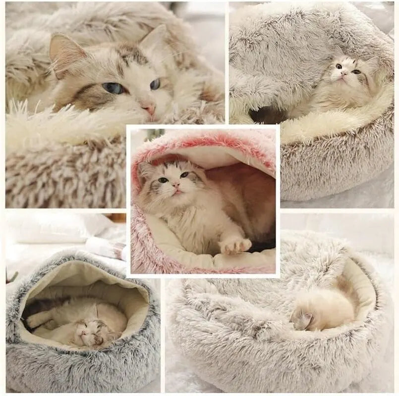 Cozy Cave Plush Pet Bed – Ultra-Soft Calming Nest for Cats & Small Dogs