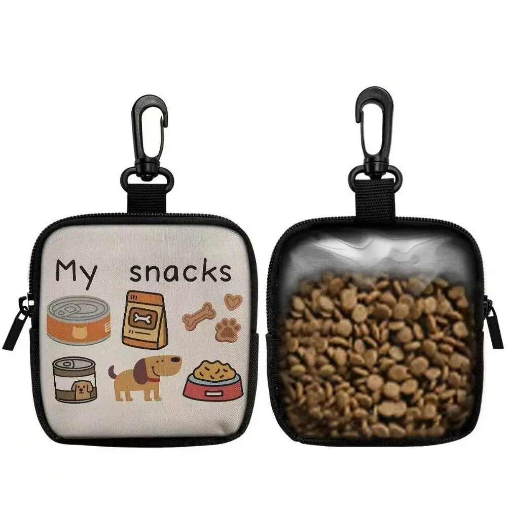 Portable Dog Treat Pouch with Clip – Transparent Window Snack Bag for Training & Walks
