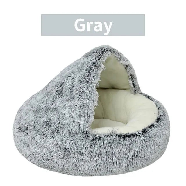 Cozy Cave Plush Pet Bed – Ultra-Soft Calming Nest for Cats & Small Dogs