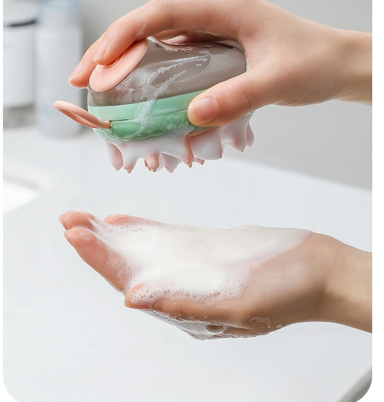 2-in-1 Pet Bath Brush with Soap Dispenser – Deep Clean & Gentle Massage Tool