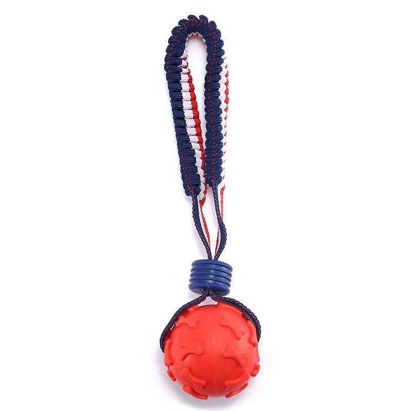 Durable Interactive Dog Chew Ball with Rope – Tough Teething Toy for Aggressive Chewers & Training Play