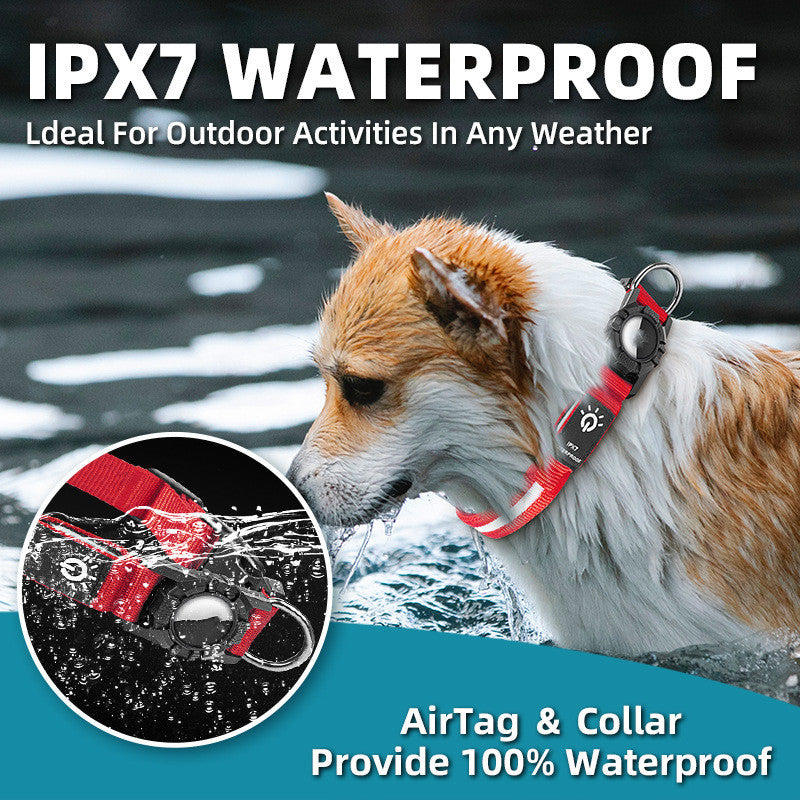 Waterproof Airtag Pet Collar – GPS Tracker Holder with LED Safety Light