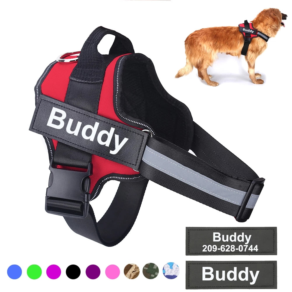 Custom No-Pull Dog Harness – Personalized Reflective Adjustable Vest for All Dog Sizes