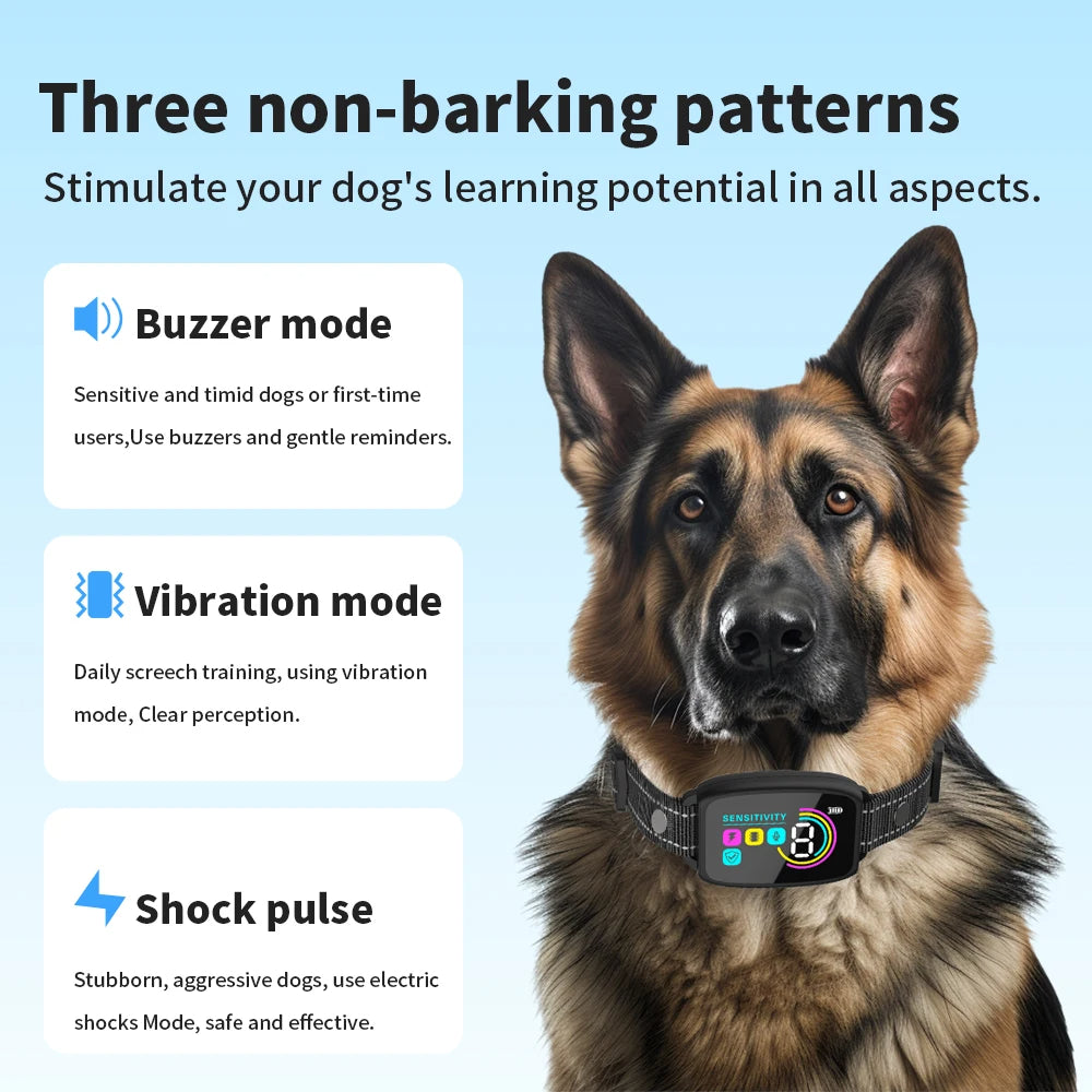 Smart Anti-Barking Dog Collar – Rechargeable, Waterproof Bark Control with Digital Display
