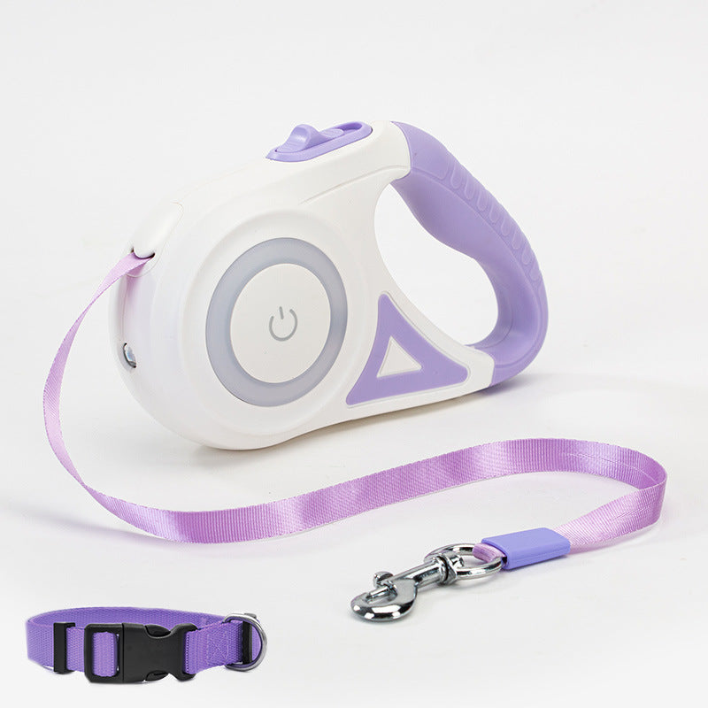 Retractable Dog Leash with LED Light – Safe Night Walking Leash for Small & Medium Dogs
