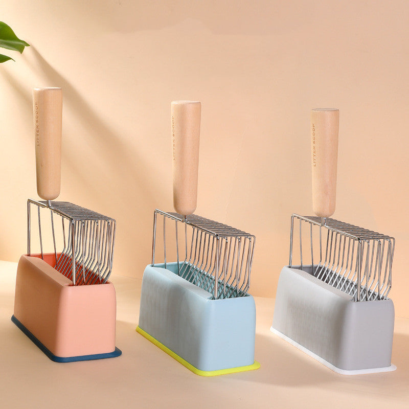 Heavy-Duty Metal Cat Litter Scoop – Durable Sifter with Wooden Handle